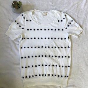 3/$20 J. Crew short sleeve white black puff detail